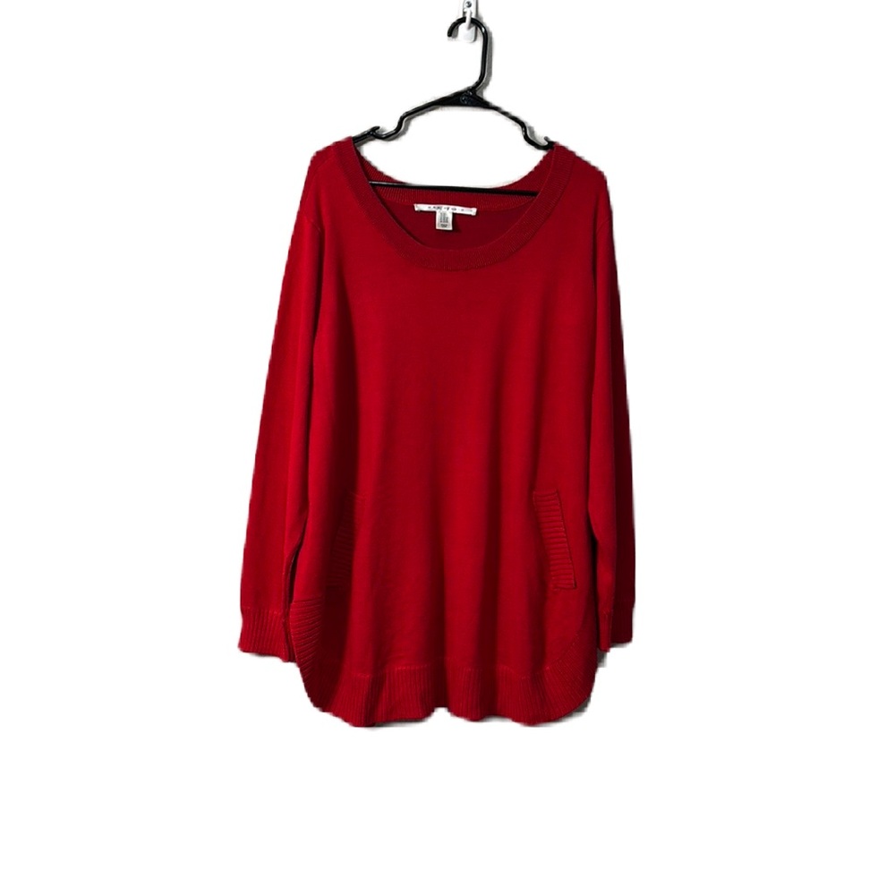 Max Studio Vibrant Red Knit Sweater With Pockets Top Size 2X